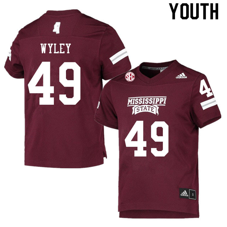 Youth #49 Warren Wyley Mississippi State Bulldogs College Football Jerseys Sale-Maroon